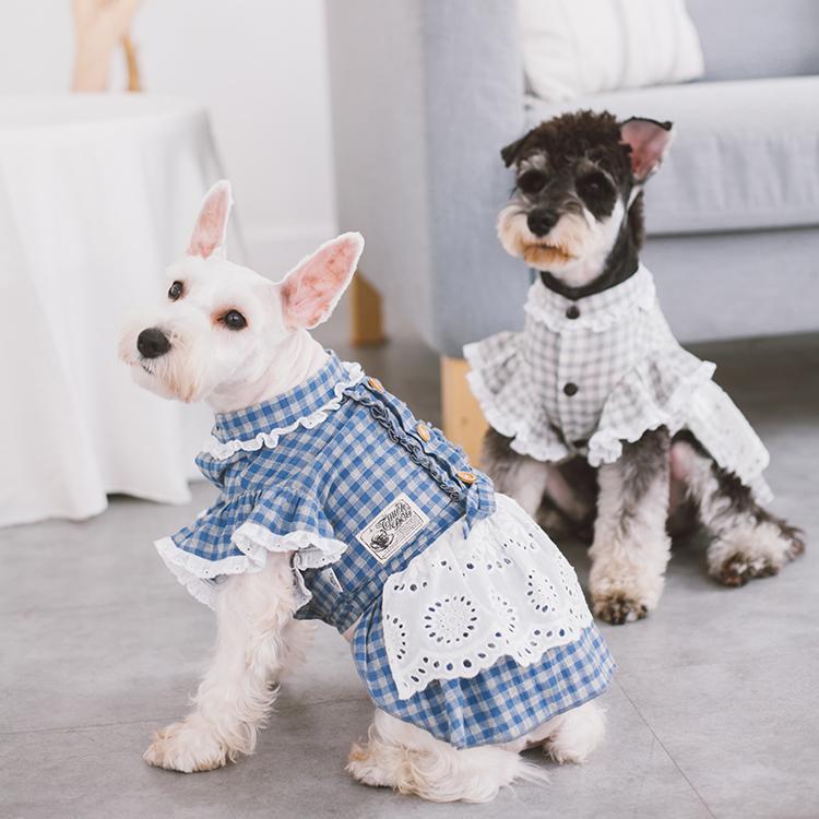 Touchdog 'I love Poochi' Classical Plaid Fashion Designer Dog Dress - BIG FRENCHIES
