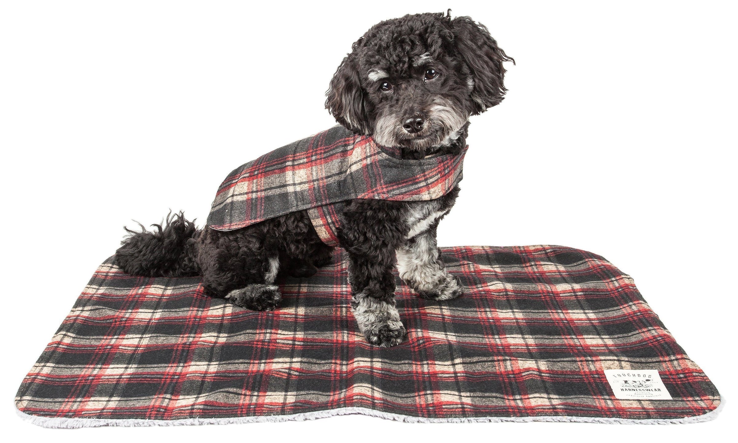 Touchdog ® 2-In-1 Tartan Plaid Dog Jacket and Matching Reversible Dog Mat - BIG FRENCHIES