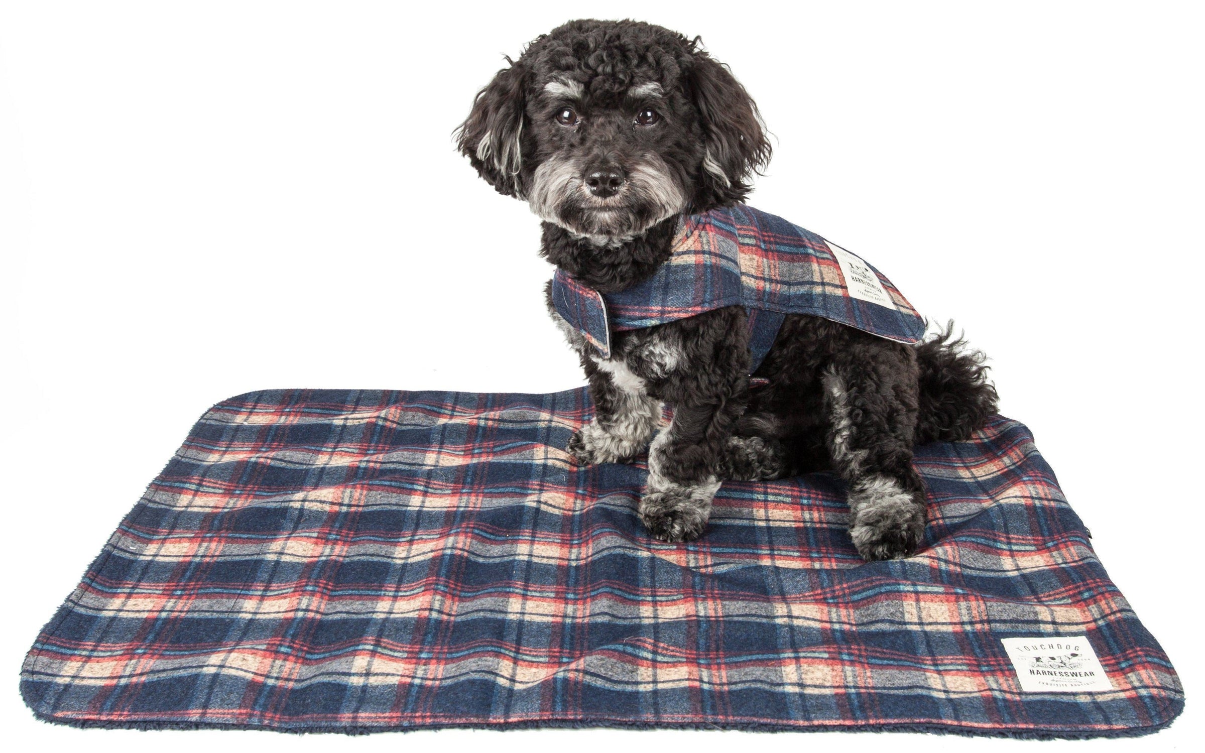 Touchdog ® 2-In-1 Tartan Plaid Dog Jacket and Matching Reversible Dog Mat - BIG FRENCHIES