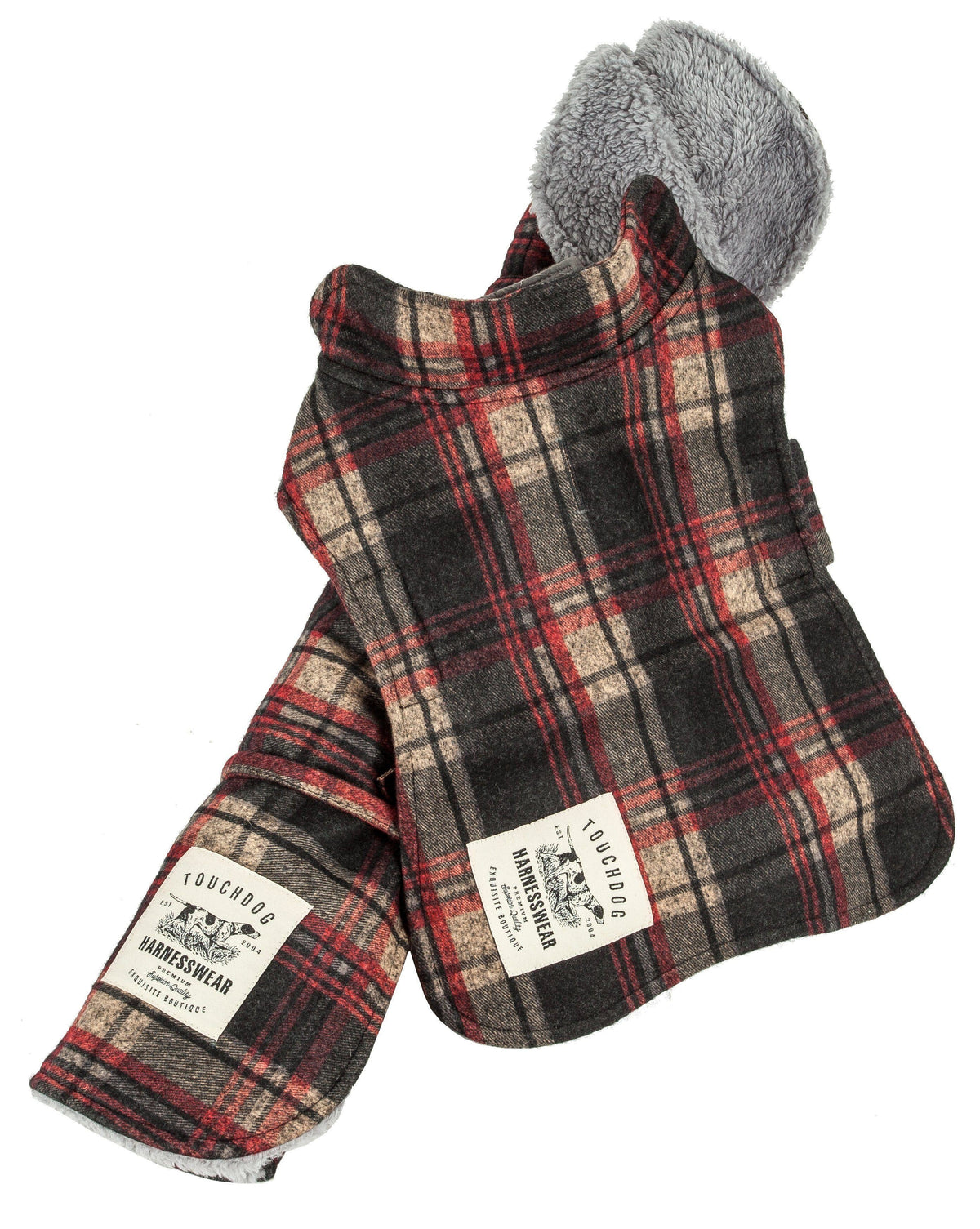Touchdog ® 2-In-1 Tartan Plaid Dog Jacket and Matching Reversible Dog Mat - BIG FRENCHIES