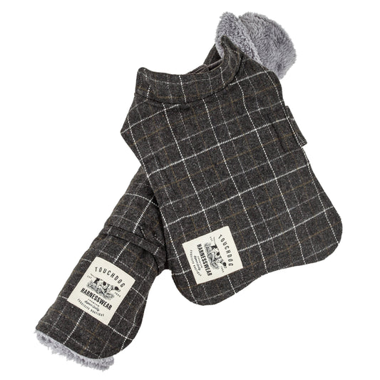 Touchdog ® 2-In-1 Windowpane Plaid Dog Jacket and Matching Reversible Dog Mat - BIG FRENCHIES