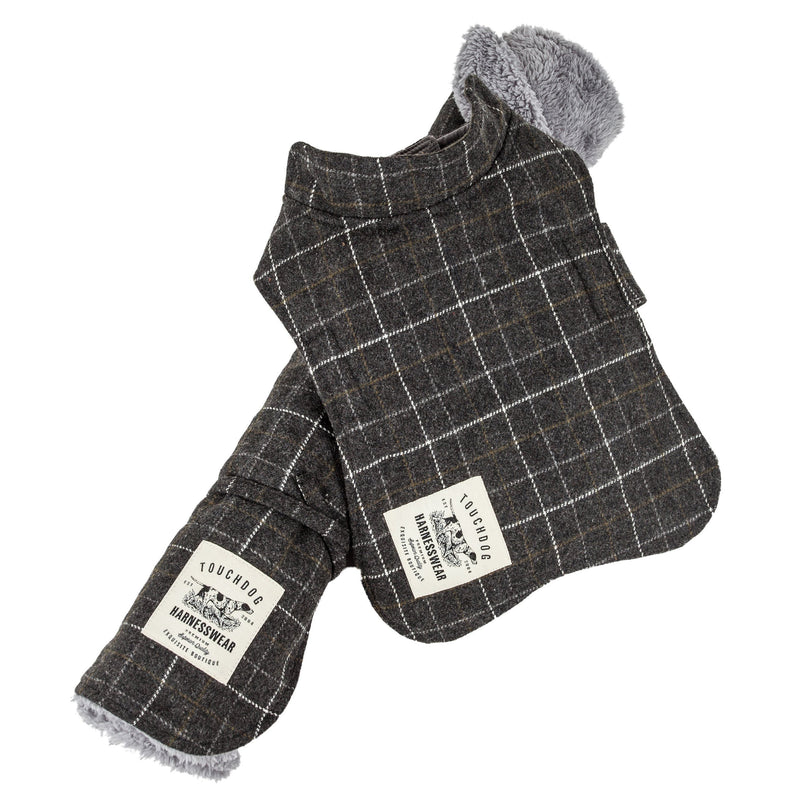 Touchdog ® 2-In-1 Windowpane Plaid Dog Jacket and Matching Reversible Dog Mat - BIG FRENCHIES