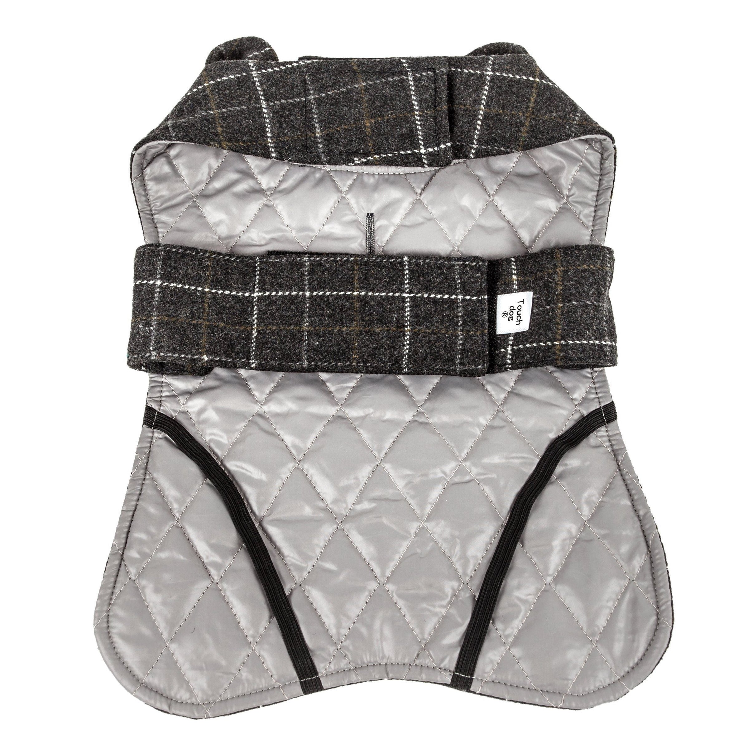 Touchdog ® 2-In-1 Windowpane Plaid Dog Jacket and Matching Reversible Dog Mat - BIG FRENCHIES
