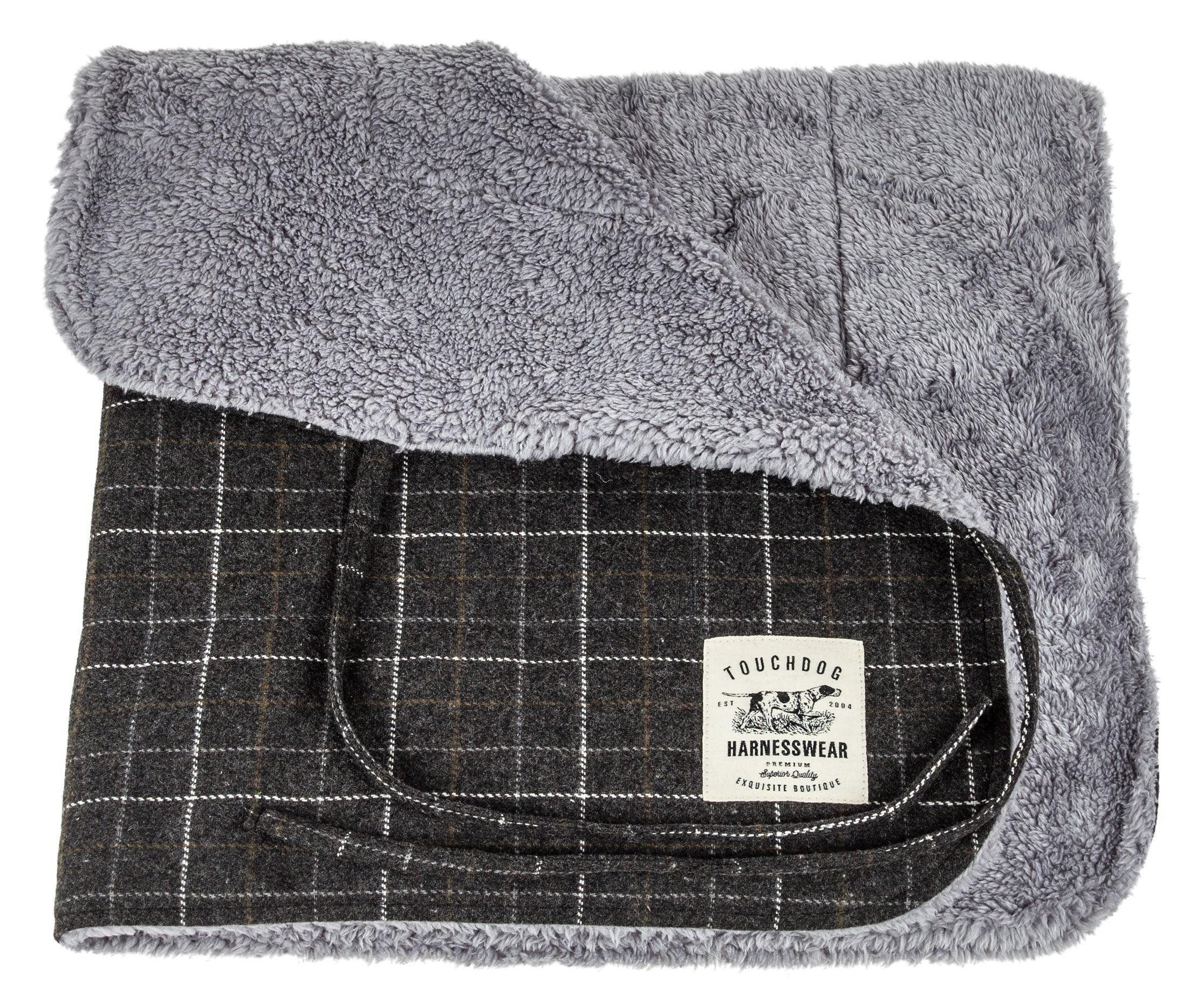 Touchdog ® 2-In-1 Windowpane Plaid Dog Jacket and Matching Reversible Dog Mat - BIG FRENCHIES