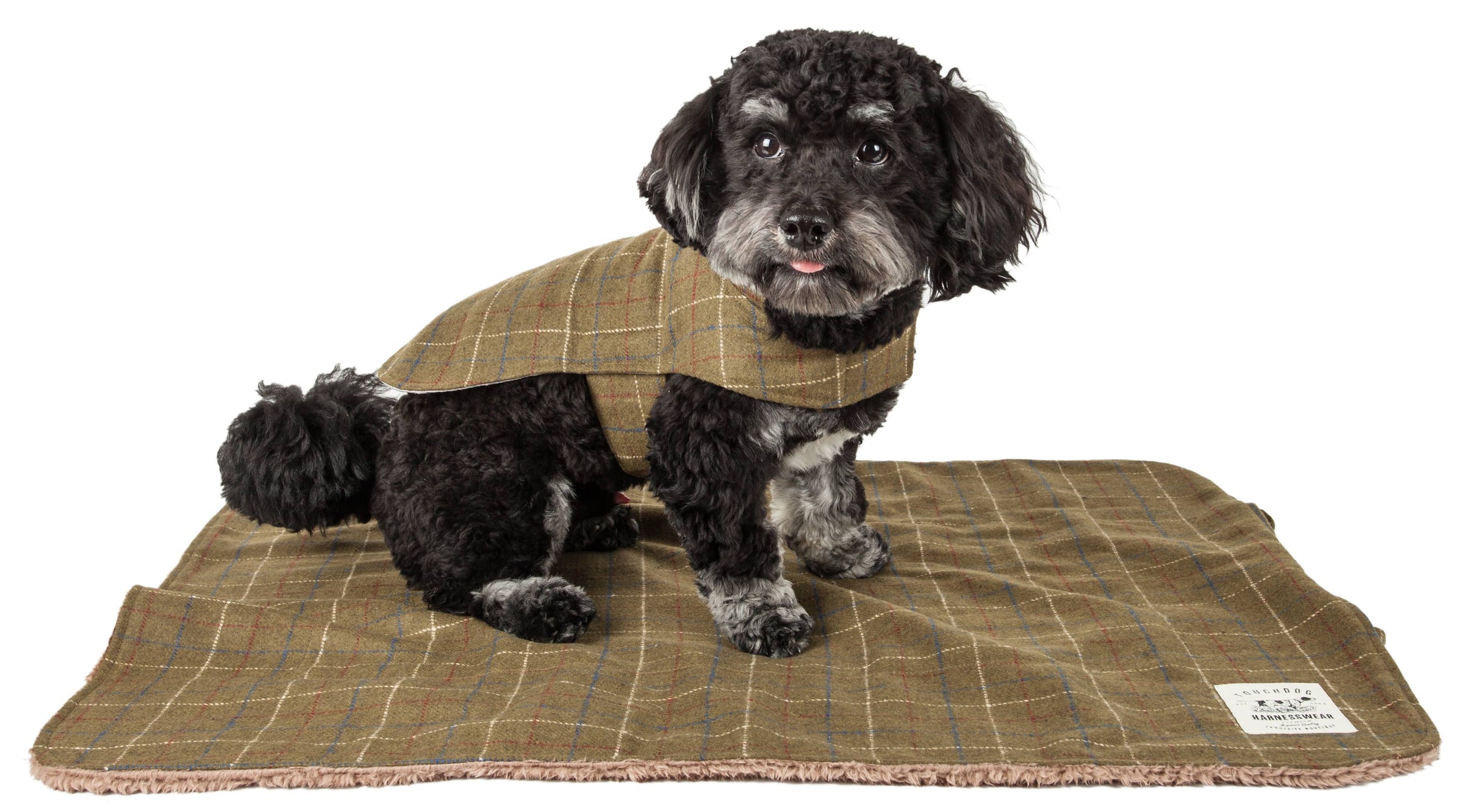 Touchdog ® 2-In-1 Windowpane Plaid Dog Jacket and Matching Reversible Dog Mat - BIG FRENCHIES