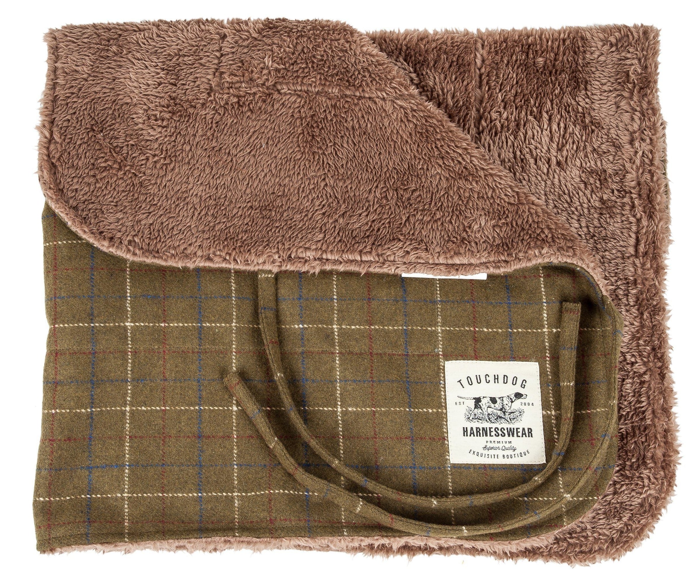 Touchdog ® 2-In-1 Windowpane Plaid Dog Jacket and Matching Reversible Dog Mat - BIG FRENCHIES