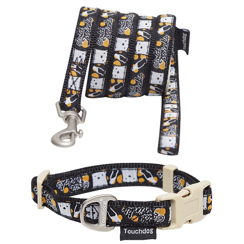 Touchdog ® 'Caliber' Designer Embroidered Fashion Pet Dog Leash and Collar Combination - BIG FRENCHIES
