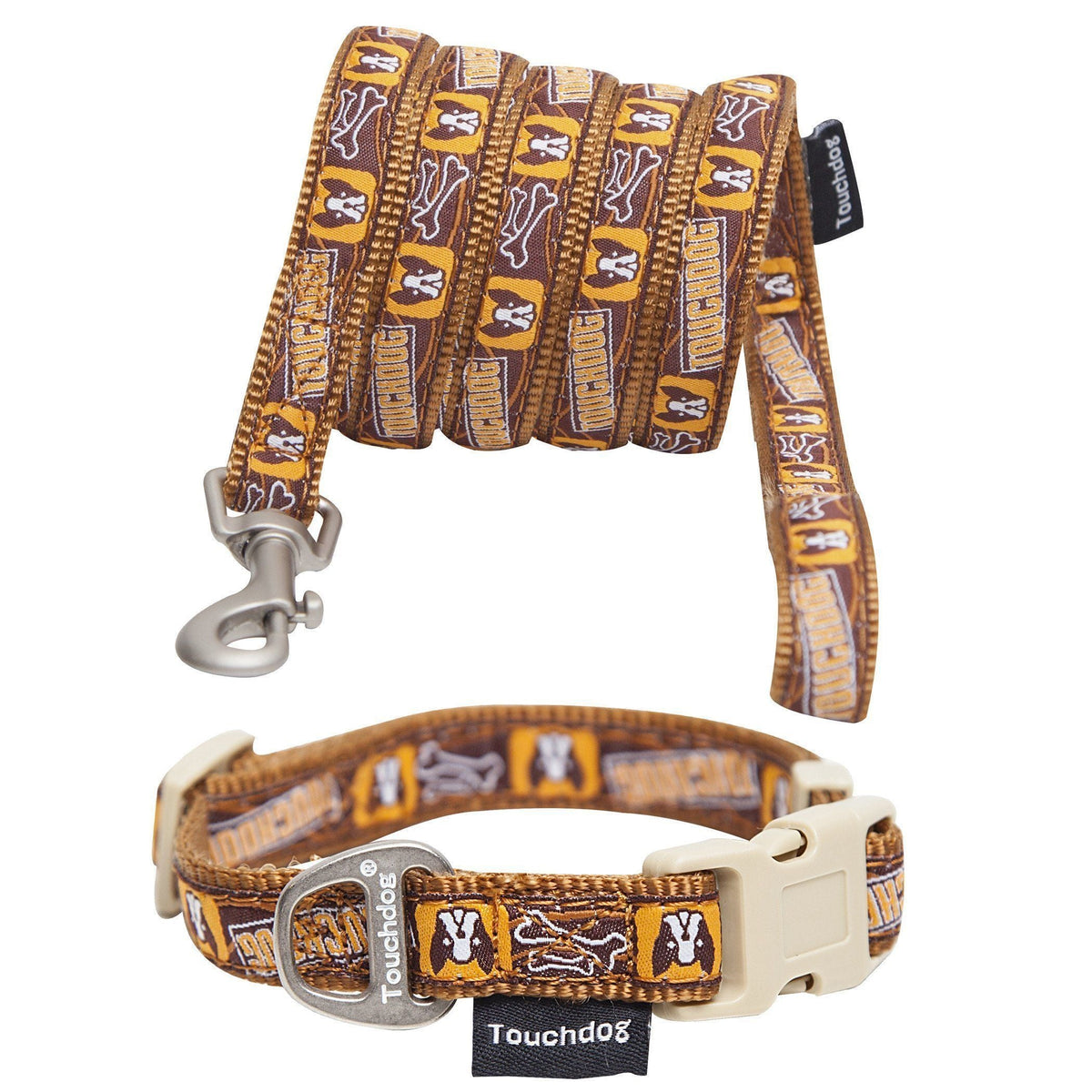Touchdog ® 'Caliber' Designer Embroidered Fashion Pet Dog Leash and Collar Combination - BIG FRENCHIES