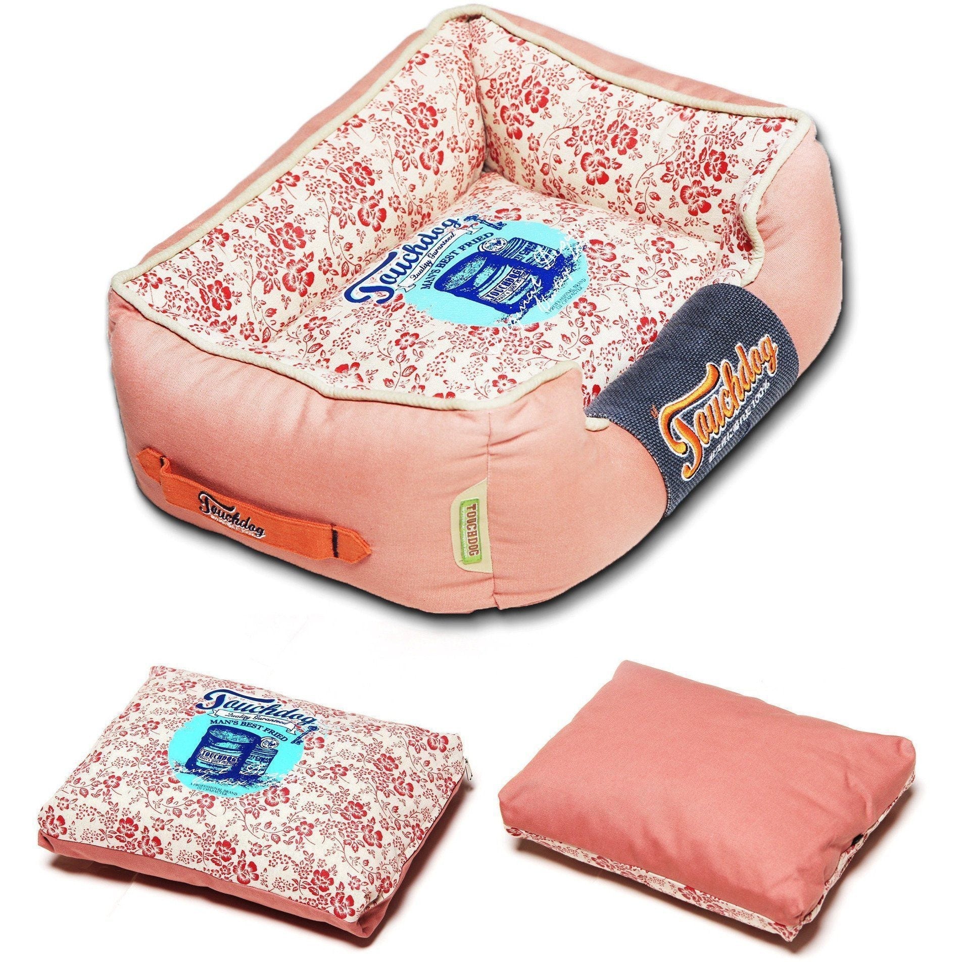 Touchdog ® 'Floral-Galoral' Designer Rectangular Dog Bed - BIG FRENCHIES
