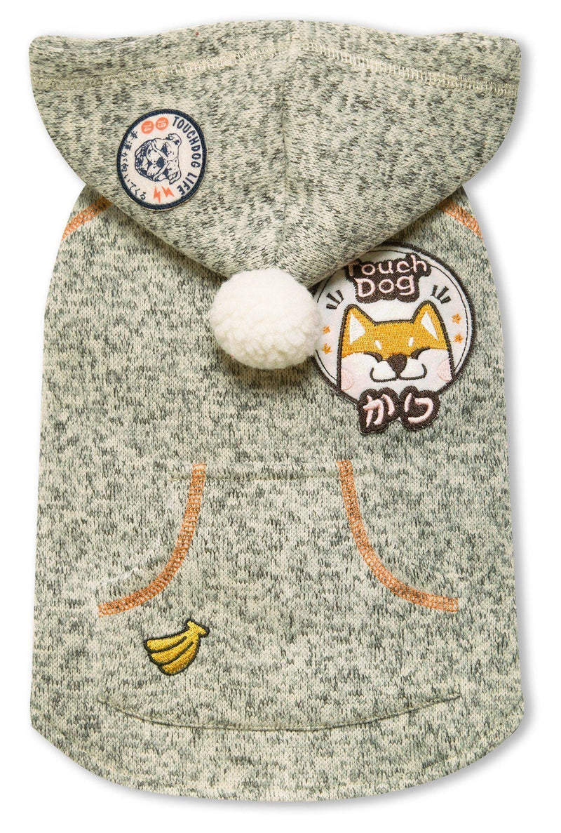Touchdog ® Hippie Embellished Sleeveless Pompom Hooded Fashion Dog Sweater - BIG FRENCHIES