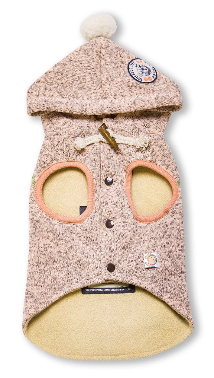 Touchdog ® Hippie Embellished Sleeveless Pompom Hooded Fashion Dog Sweater - BIG FRENCHIES