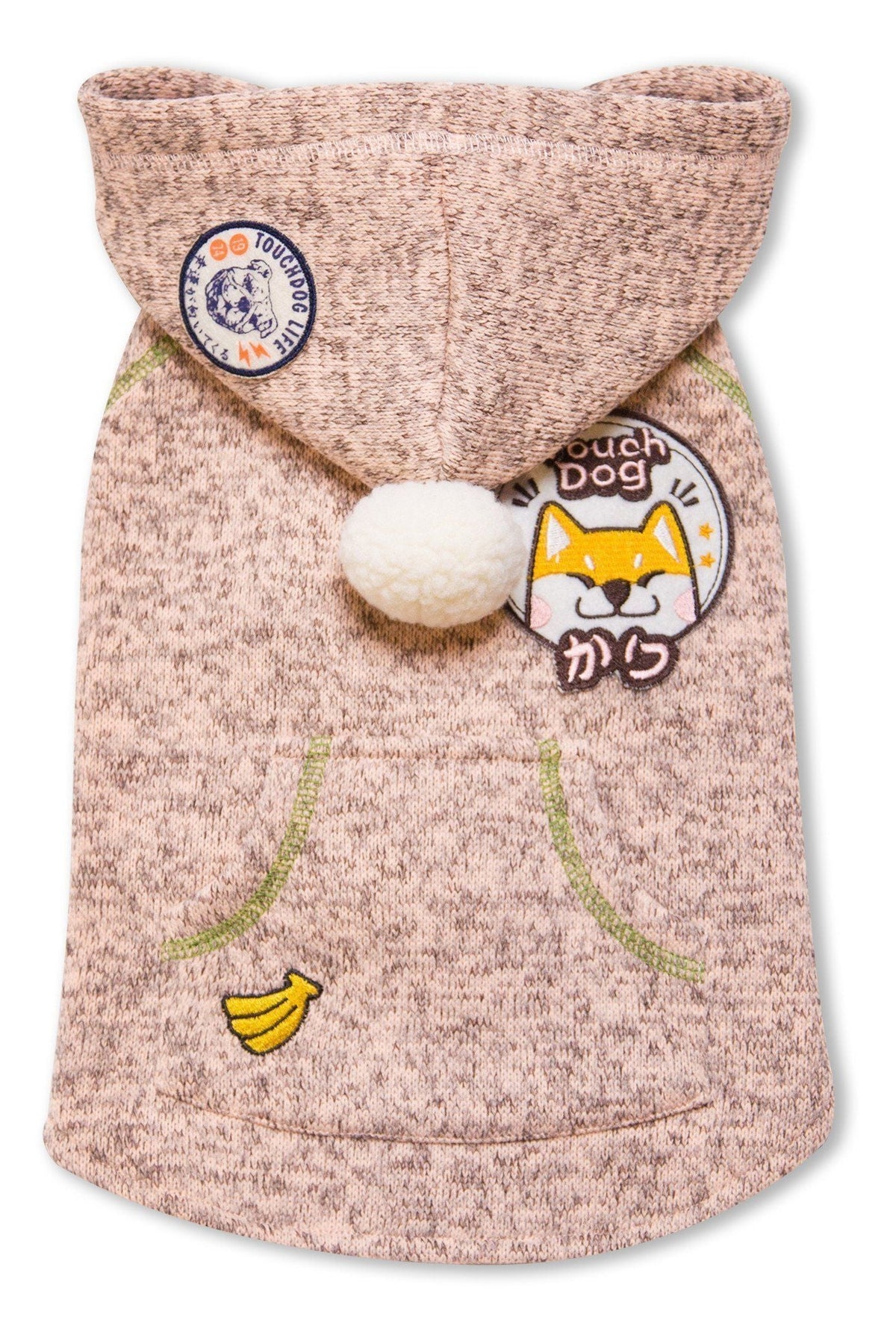 Touchdog ® Hippie Embellished Sleeveless Pompom Hooded Fashion Dog Sweater - BIG FRENCHIES
