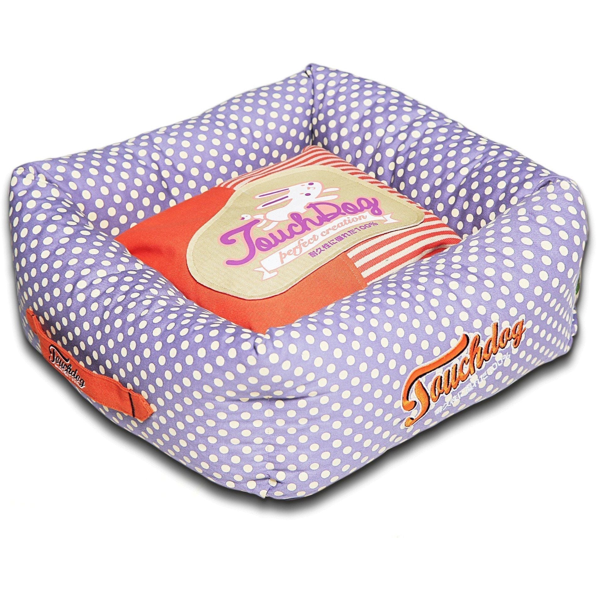 Touchdog ® 'Polka-Striped' Designer Premium Squared Dog Bed - BIG FRENCHIES