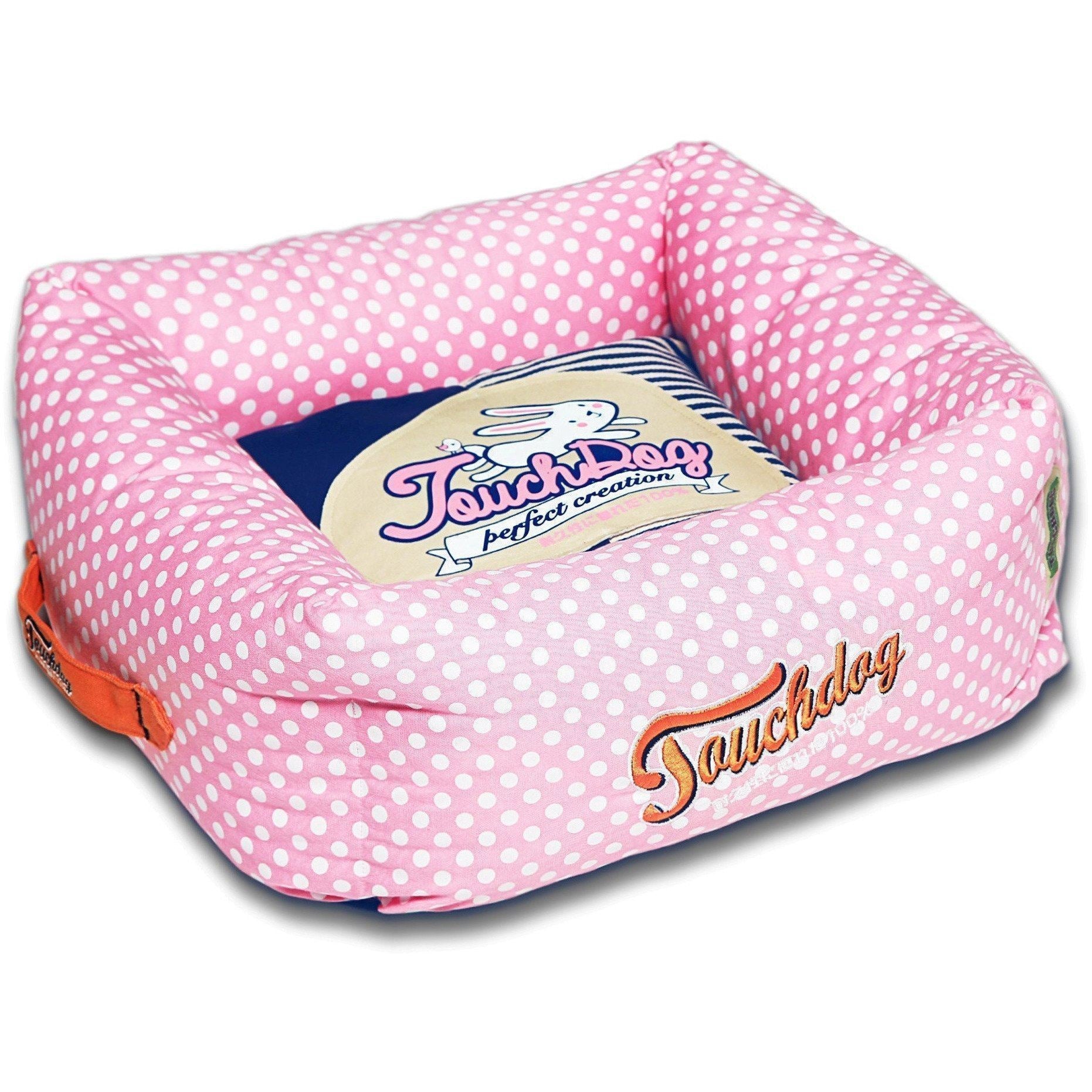Touchdog ® 'Polka-Striped' Designer Premium Squared Dog Bed - BIG FRENCHIES