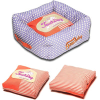 Touchdog ® 'Polka-Striped' Designer Premium Squared Dog Bed - BIG FRENCHIES