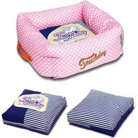 Touchdog ® 'Polka-Striped' Designer Premium Squared Dog Bed - BIG FRENCHIES