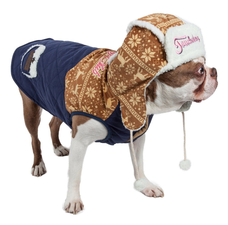 Touchdog ® 'Snowadayz' Pom Pom Hooded Fashion Dog Jacket - BIG FRENCHIES
