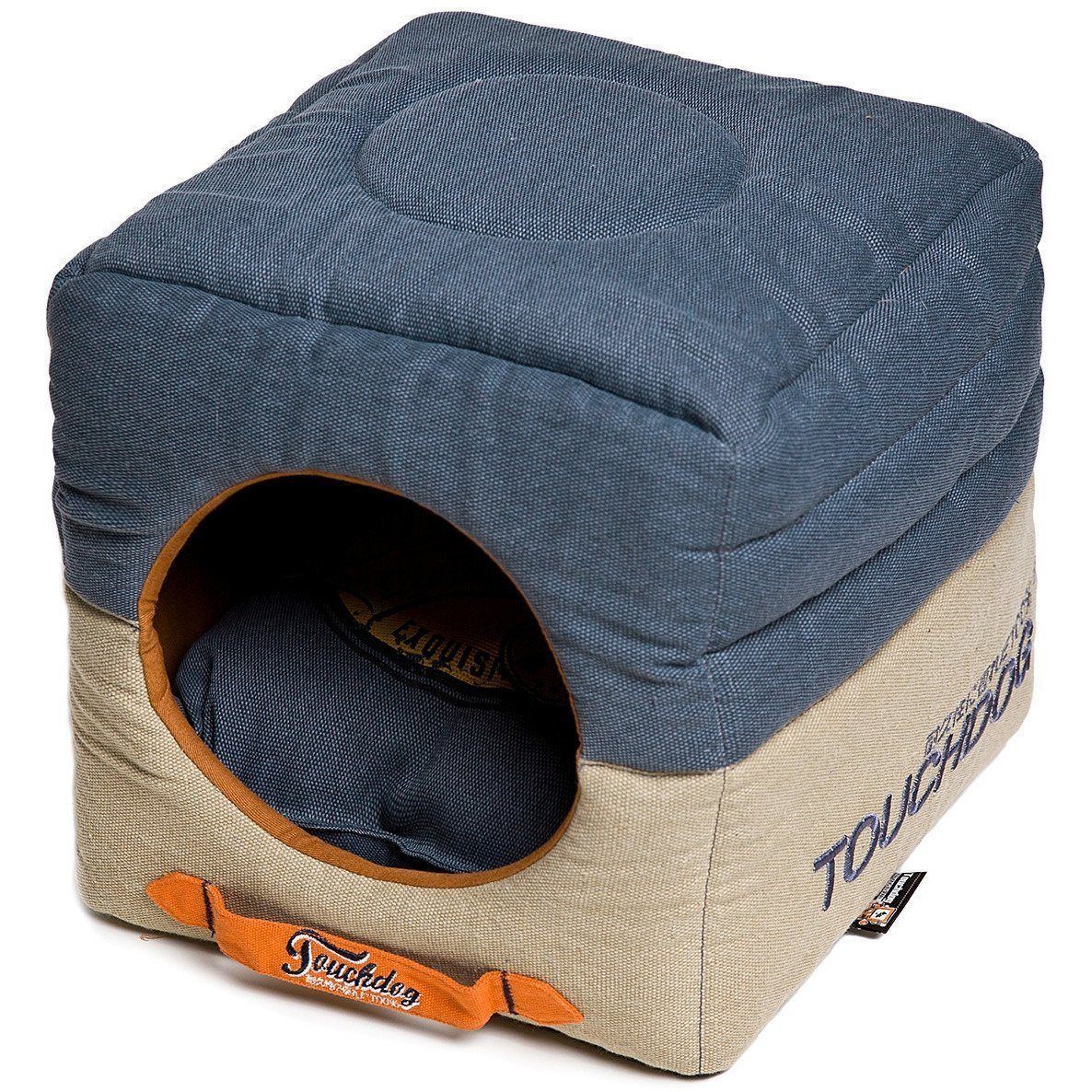 Touchdog ® 'Vintage Squared' 2-in-1 Convertible and Collapsible Dog and Cat Bed - BIG FRENCHIES