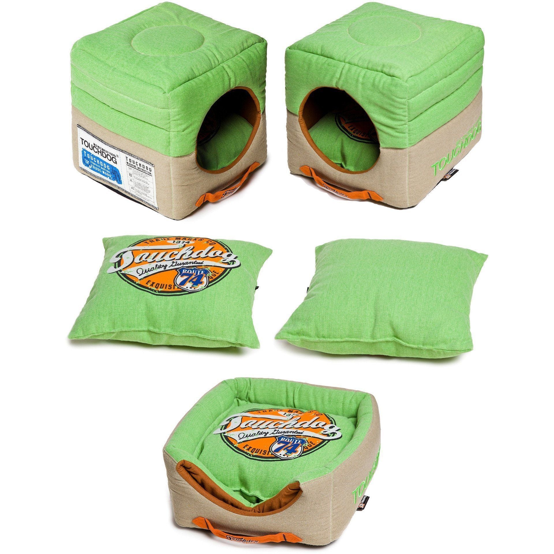 Touchdog ® 'Vintage Squared' 2-in-1 Convertible and Collapsible Dog and Cat Bed - BIG FRENCHIES