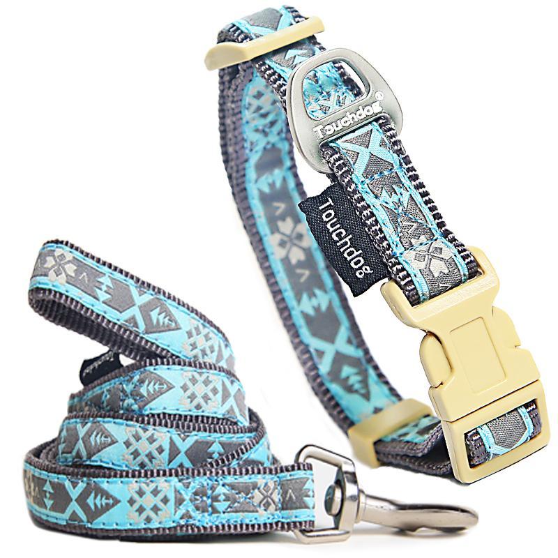 Touchdog 'Shape Patterned' Tough Stitched Embroidered Collar and Leash - BIG FRENCHIES