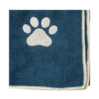 Country Living Large Marine Blue Microfiber Dog Bath Towel with Embroidered Paw Print - BIG FRENCHIES