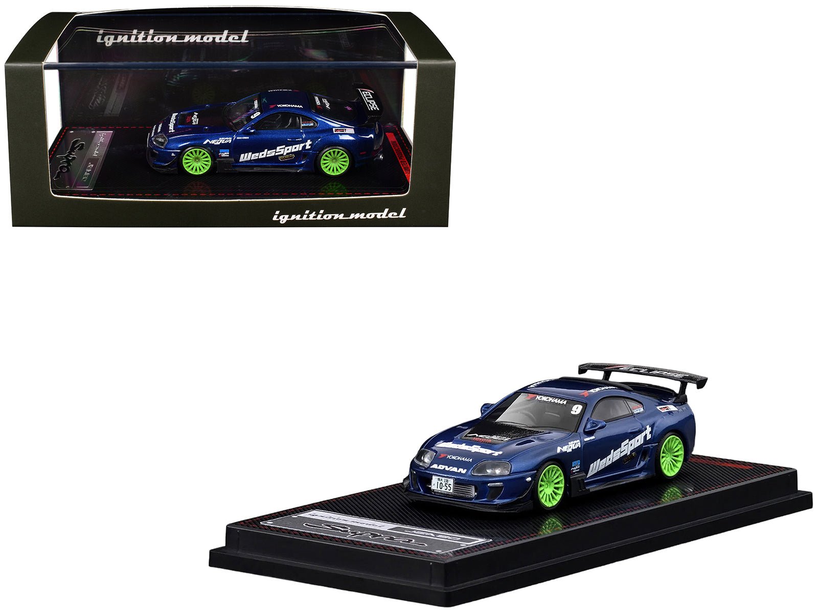 Toyota Supra (JZA80) RZ RHD (Right Hand Drive) #9 "WedsSport" Blue Metallic with Graphics 1/64 Diecast Model Car by Ignition Model  free shipping USA
