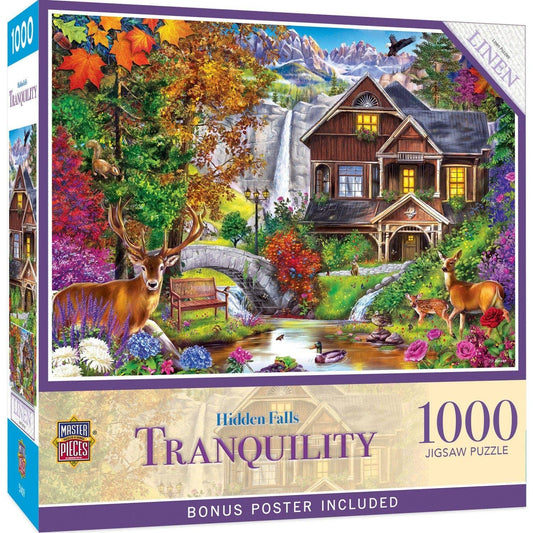 Tranquility - Hidden Falls Cottage 1000 Piece Jigsaw Puzzle by Masterpieces Puzzles - BIG FRENCHIES