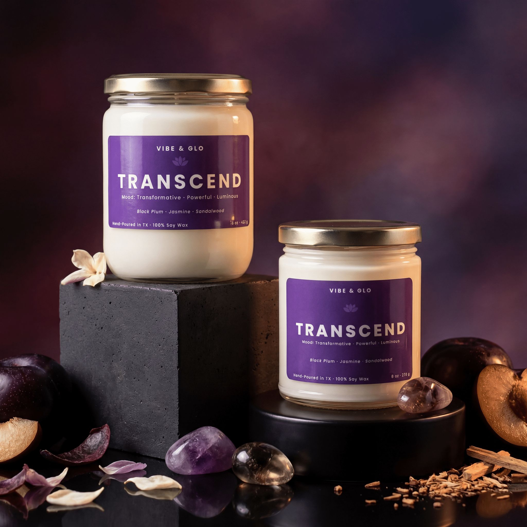 Transcend - Jasmine & Sandalwood Soy Candle - BIG FRENCHIES