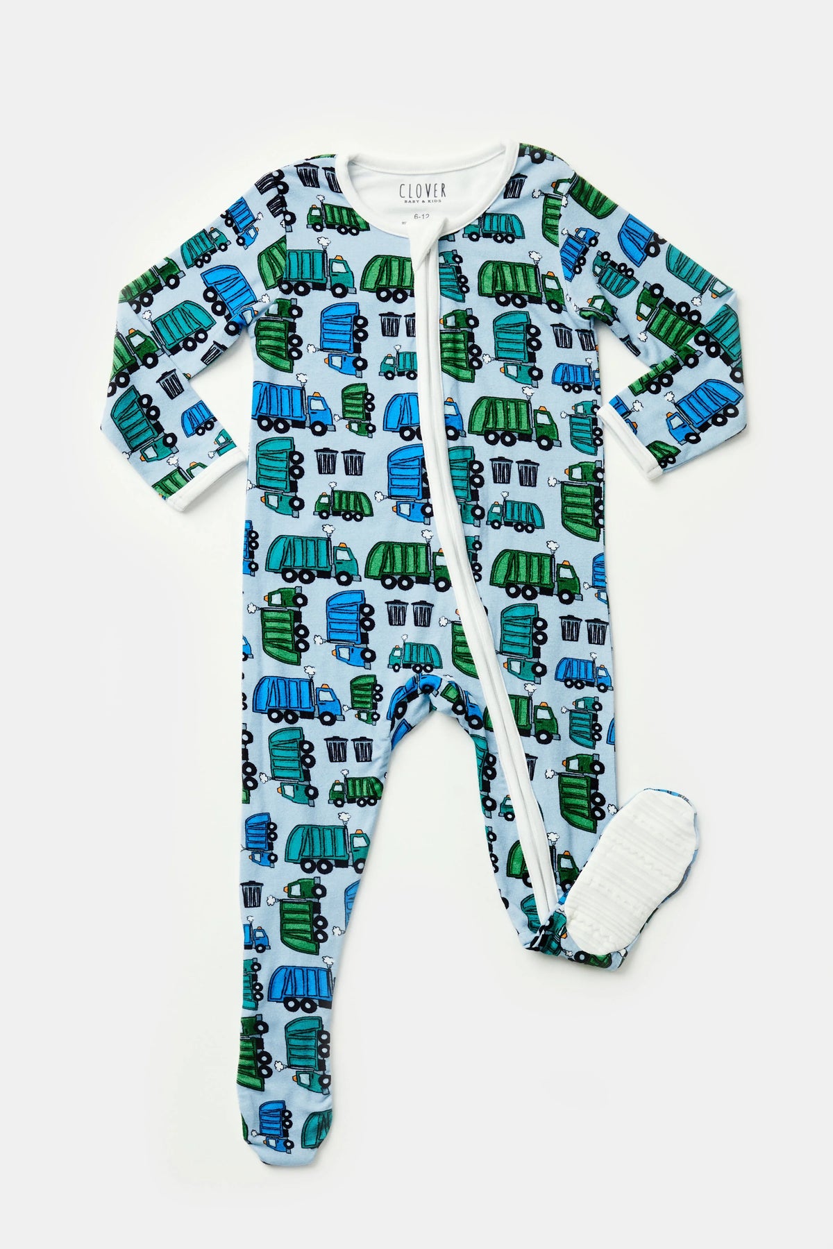 Soft & Stretchy Zipper Footie - Garbage Trucks - BIG FRENCHIES