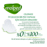 Molped Pure & Soft Organic Cotton Pads: Hypoallergenic, Chlorine & Paraben Free Sanitary Napkins for Sensitive Skin - 7 Count