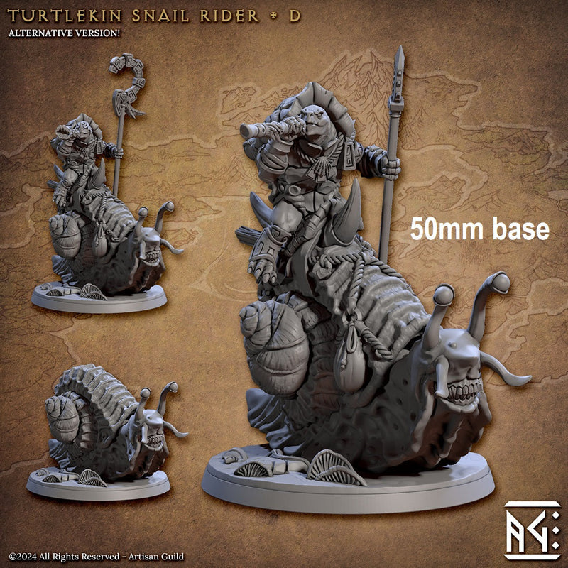 Turtlekin Snail Rider (Base Sculpt D)-3D Printed Miniatures-BIG FRENCHIES-All Systems Go Games
