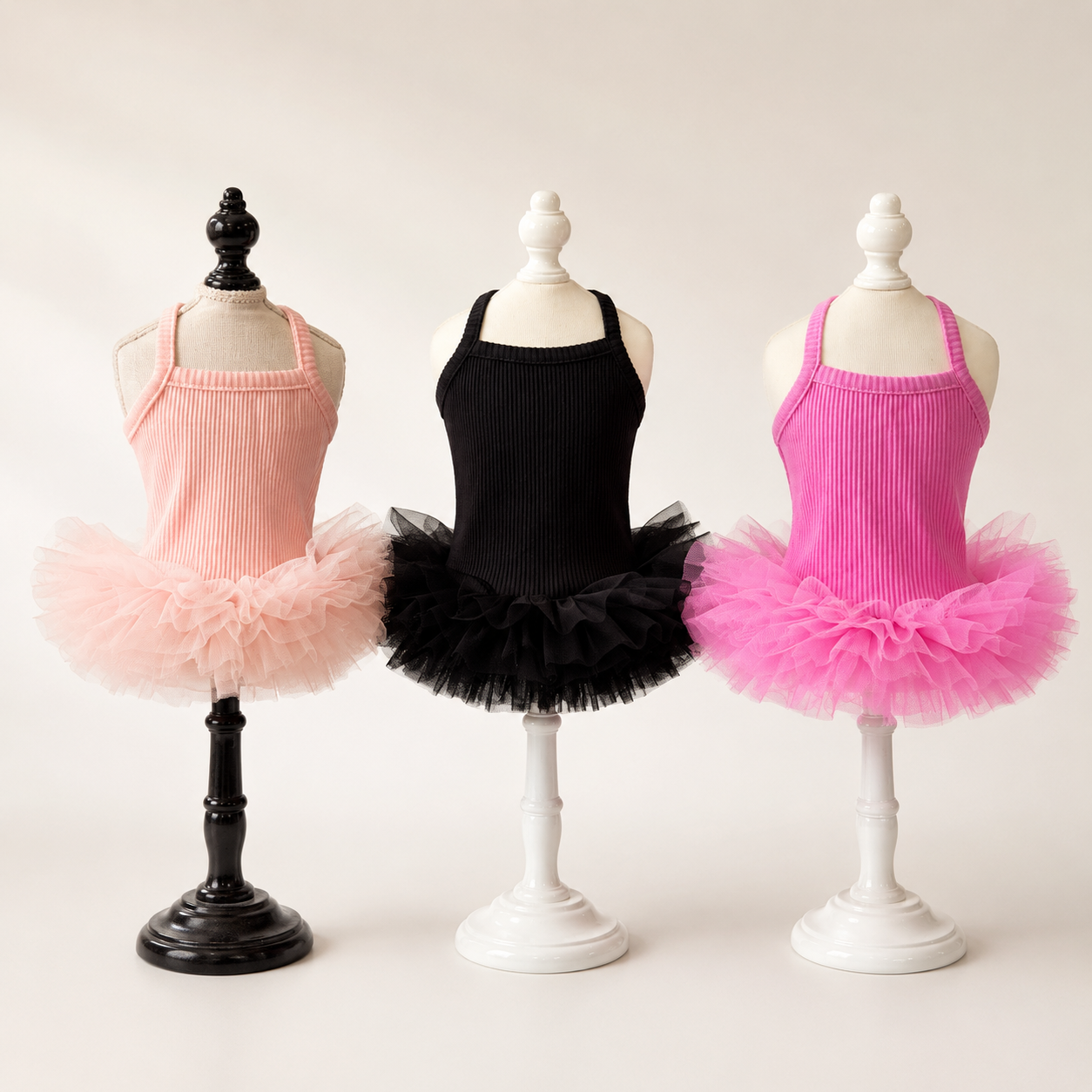 Ribbed Knit Dog Tutu Dress with Tulle Skirt