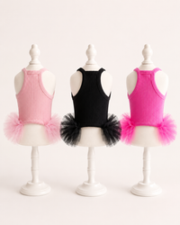 Ribbed Knit Dog Tutu Dress with Tulle Skirt