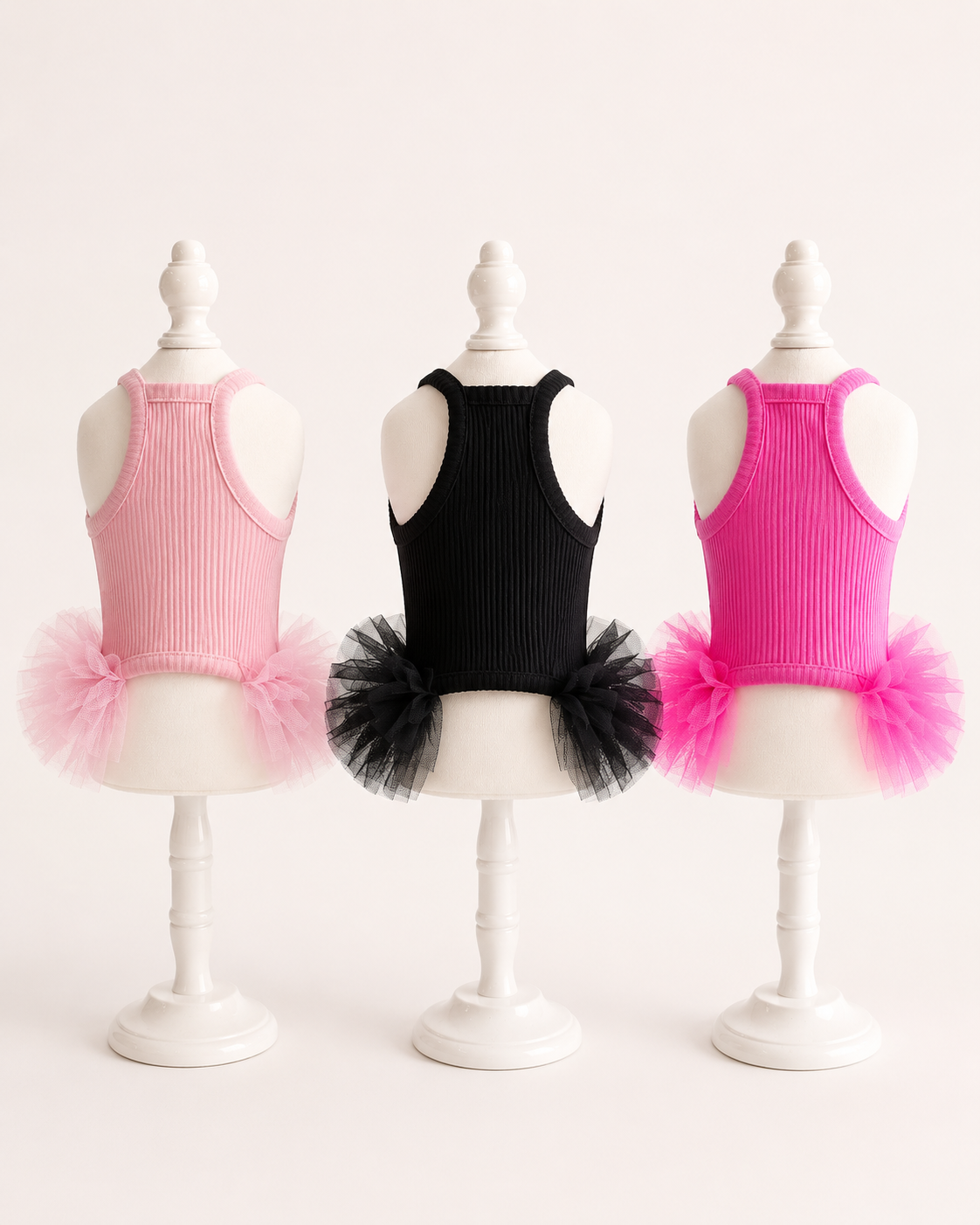 Ribbed Knit Dog Tutu Dress with Tulle Skirt