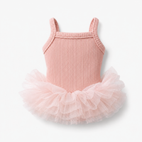 Ribbed Knit Dog Tutu Dress with Tulle Skirt