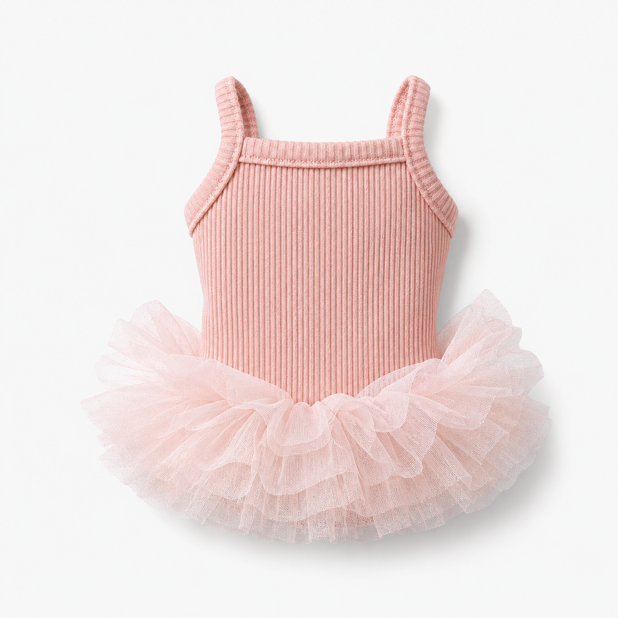 Ribbed Knit Dog Tutu Dress with Tulle Skirt