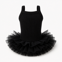 Ribbed Knit Dog Tutu Dress with Tulle Skirt