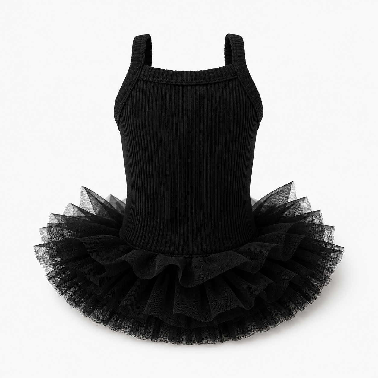 Ribbed Knit Dog Tutu Dress with Tulle Skirt