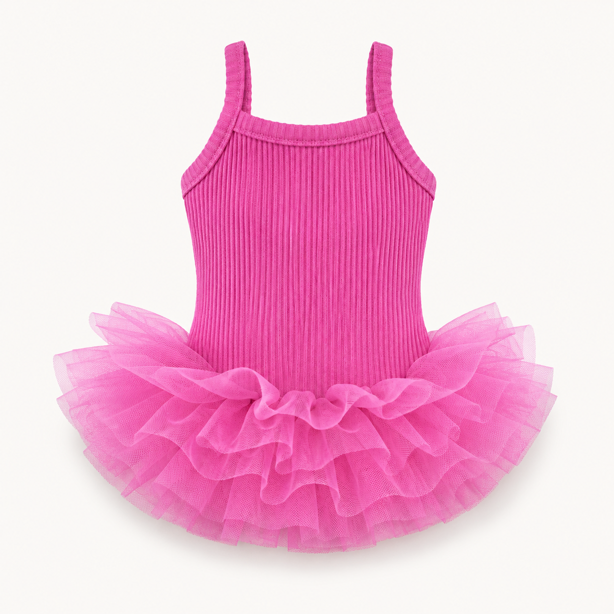 Ribbed Knit Dog Tutu Dress with Tulle Skirt