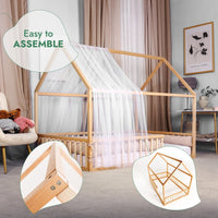 Twin Size Montessori House Bed for Kids with Fence