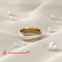Two Tone Milgrain Square Mens Band Ring