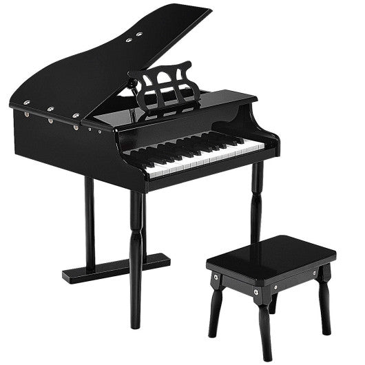 Musical Instrument Toy 30-Key Children Mini Grand Piano with Bench-Black - BIG FRENCHIES
