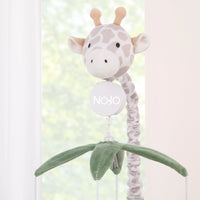 Plush Giraffe Taupe, Green, and Gray Elephants and Sloth's Musical Mobile - BIG FRENCHIES