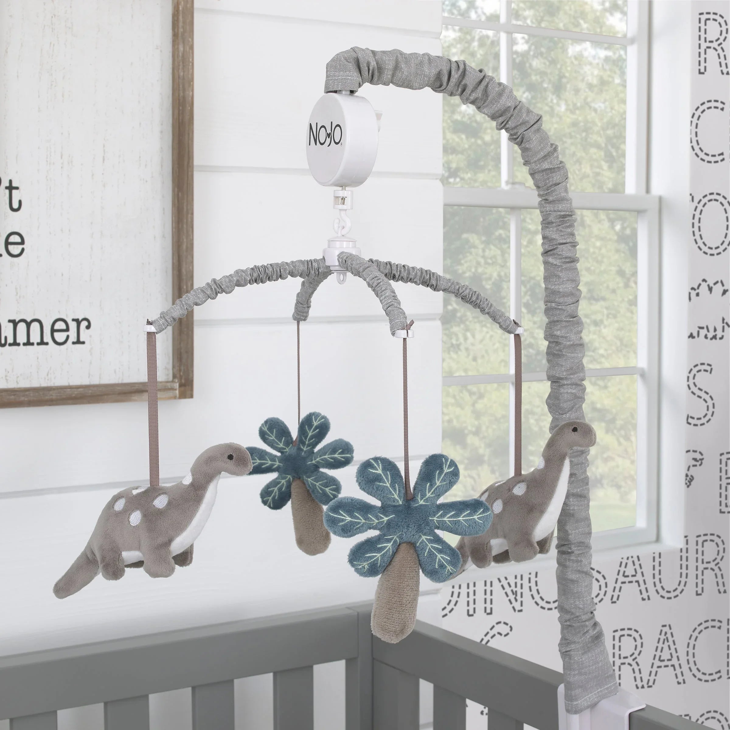 Baby-Saurus Gray Brontosaurus and Palm Tree Musical Mobile - BIG FRENCHIES