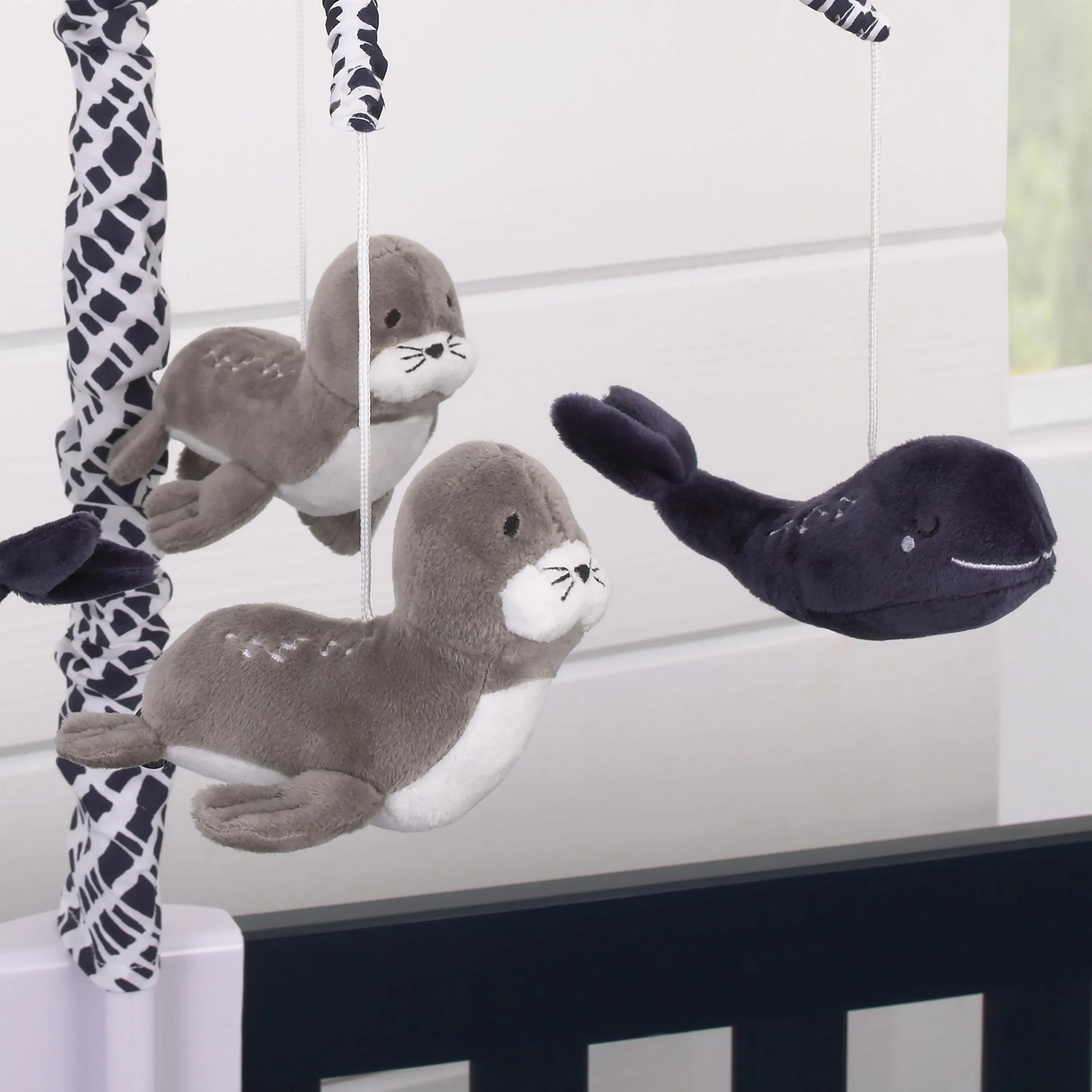 Seas The Day Navy and Grey Whale and Sea Lion Musical Mobile - BIG FRENCHIES
