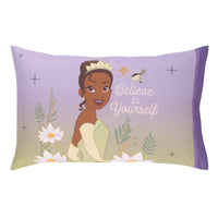 NoJo Disney Princess Tiana Create Your World 4 Piece Toddler Bed Set - Comforter, Fitted Bottom Sheet, Flat Top Sheet, Reversible Pillowcase, Lavender, Green, Yellow - BIG FRENCHIES