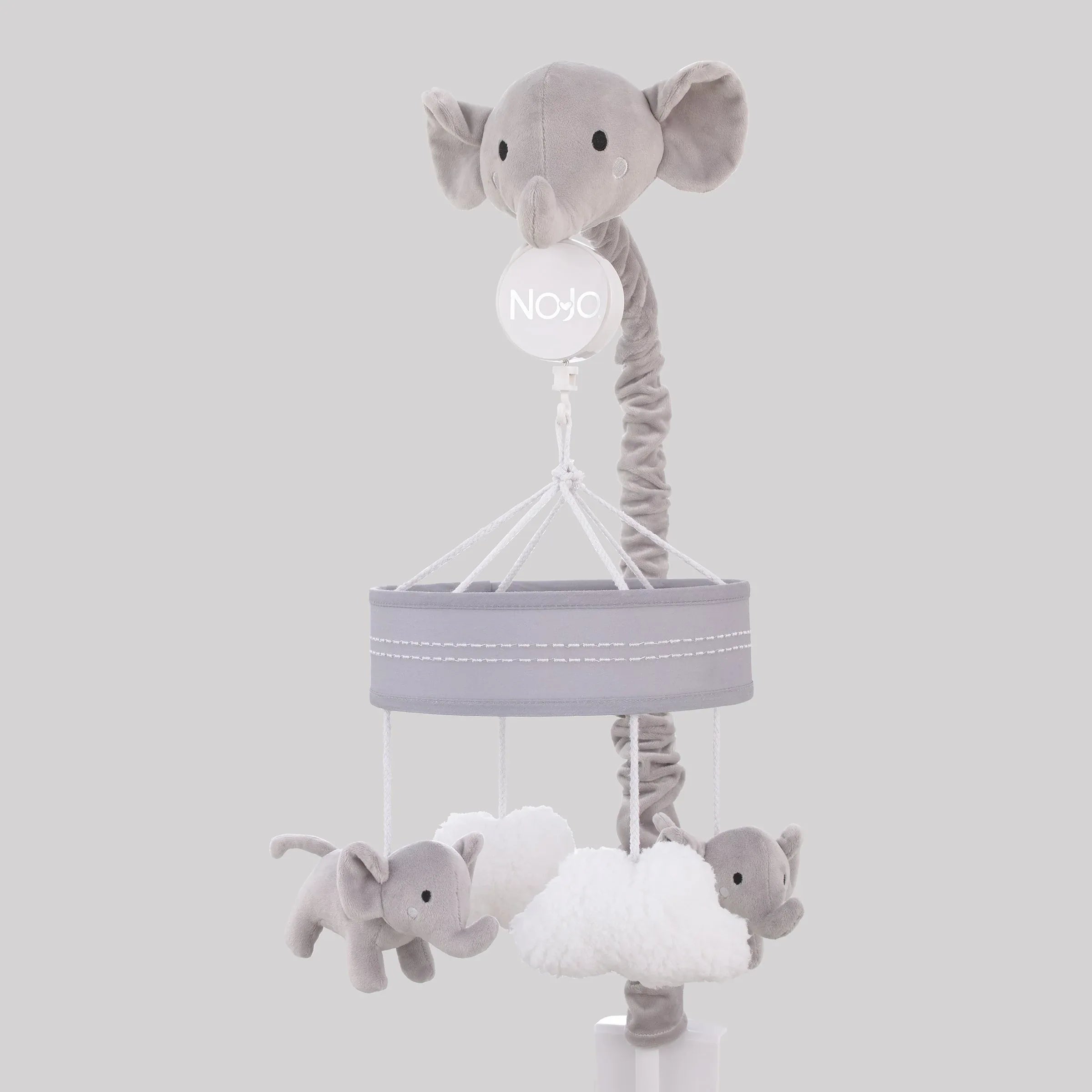Plush Elephant Gray and White Puffy Clouds Musical Mobile - BIG FRENCHIES