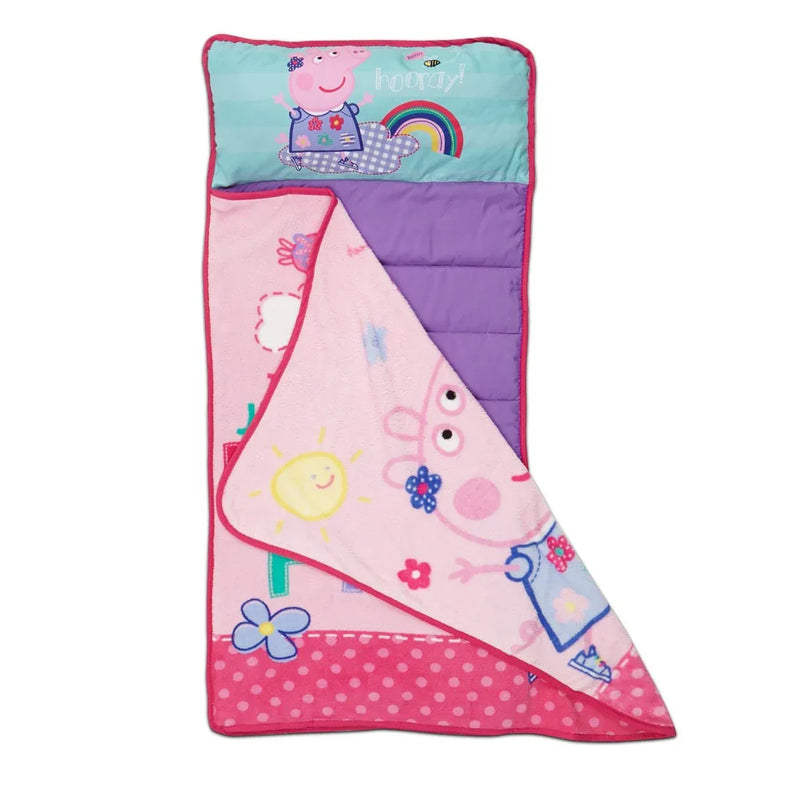 NoJo Peppa Pig I'm so Happy Toddler Nap Mat - Includes Attached Pillow and Fleece Blanket - BIG FRENCHIES