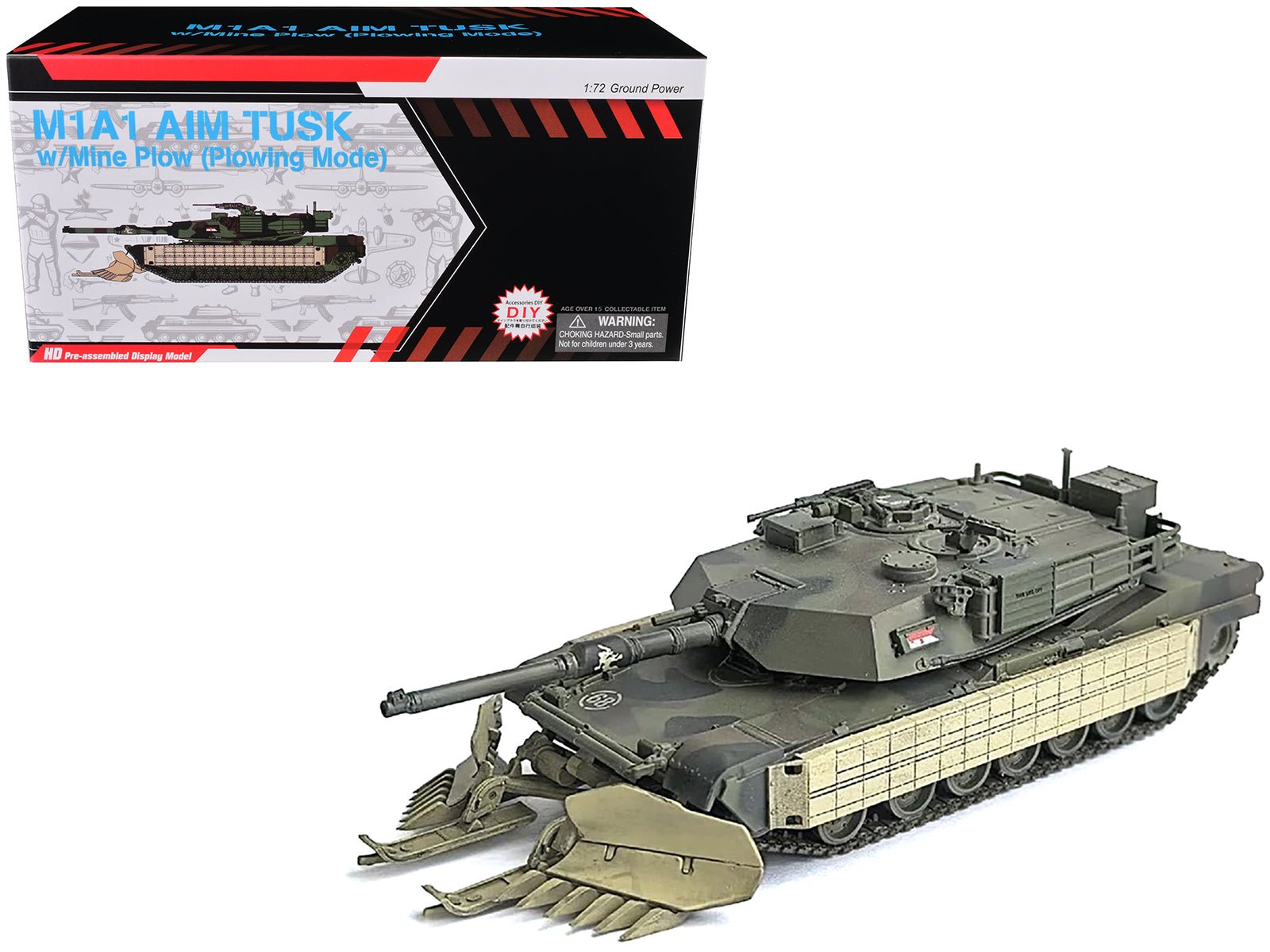 United States M1A1 AIM (Abrams Integrated Management) Tank with Mine Plow (Plowing Mode) #68 "United States Army" Olive Drab "NEO Dragon Armor" Series 1/72 Plastic Model by Dragon Models  free shipping USA