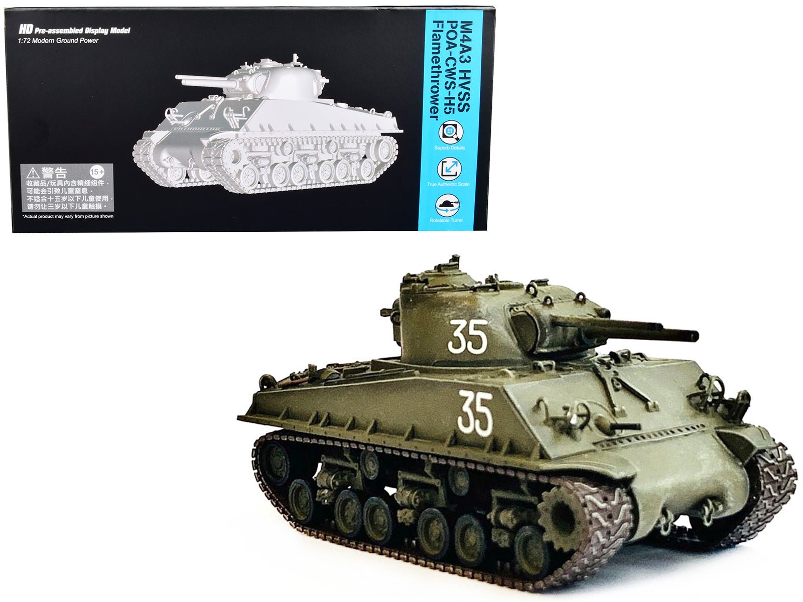 United States M4A3 HVSS POA-CWS-H5 Flamethrower Tank Olive Drab #35 "Hawaii" (1951) "NEO Dragon Armor" Series 1/72 Plastic Model by Dragon Models  free shipping USA